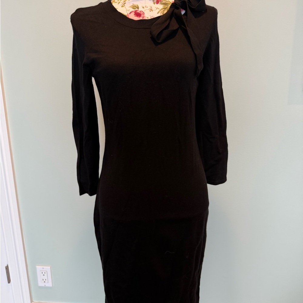 DKNY Black Long Sleeve Dress with Bow Detail